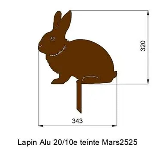 dimensions lapin hors tige hauteur 32 cm largeur 34,3 cm en aluminium 20/10è