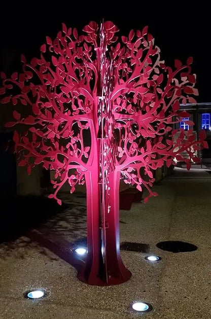 Arbre design en acier pour aménagement urbain – finition époxy thermolaquée_ illuminé