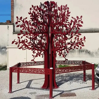 Arbre design en acier pour aménagement urbain – finition époxy thermolaquée